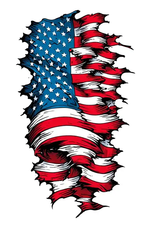 Tattered American Flag Intertwined Within