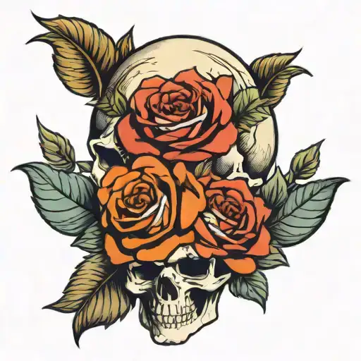Skull Wearing Roses Wrapped