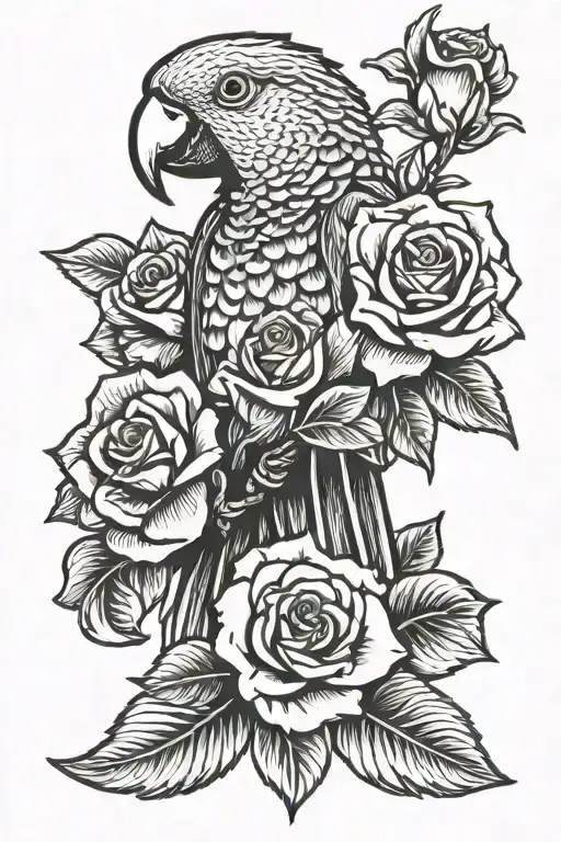 Parrot And Rose