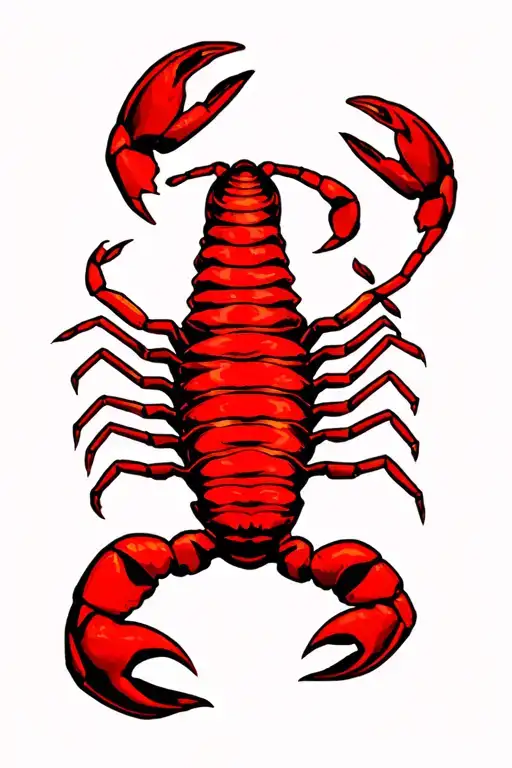 Red Ink American Traditional Scorpion On Forearm Crawling