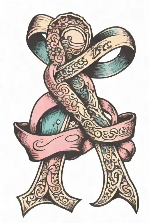 Breast Cancer Ribbon And Cervical Cancer Ribbon Hanging