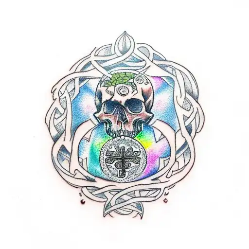 Yggdrasil With Vegvisir And Skull