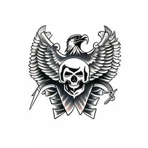 Old School Eagle Snake Dagger Skull Half Sleeve