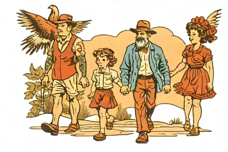 Father With Son And Daughter Walking