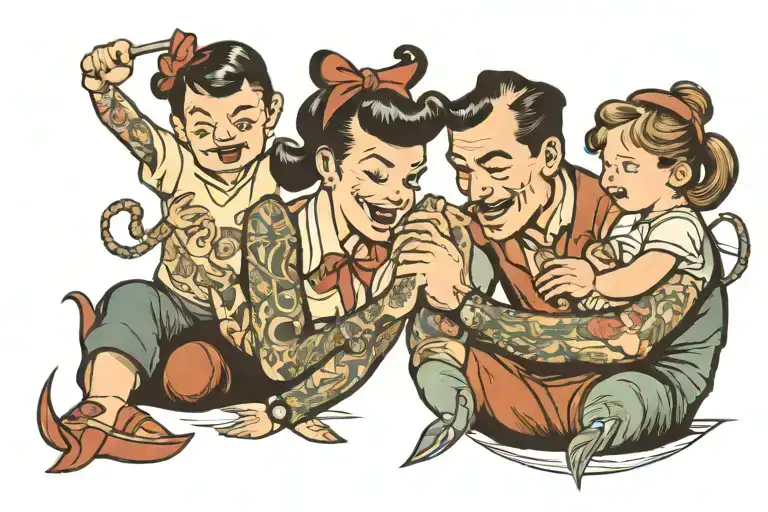 Father And Daughter Playing