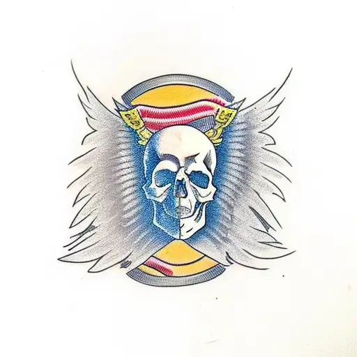 Skull With Airborne Wings