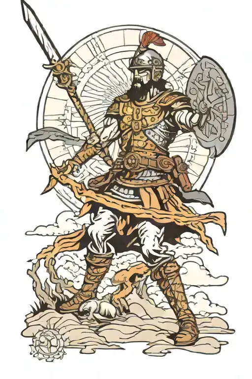 A Warrior On A Battle Field With God Overlooking Him