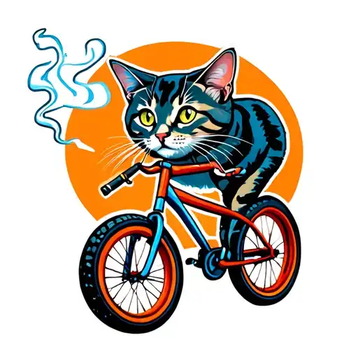 Cat Painting Graffiti And Smoking Sigarets On The Bmx