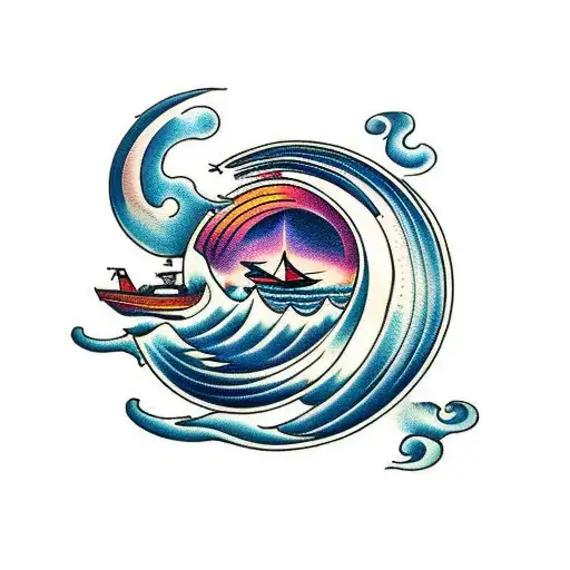 Ship With Ocean Waves