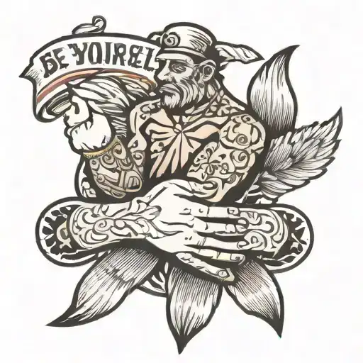 Be Yourself For Freedom Standing With Clasped Hands