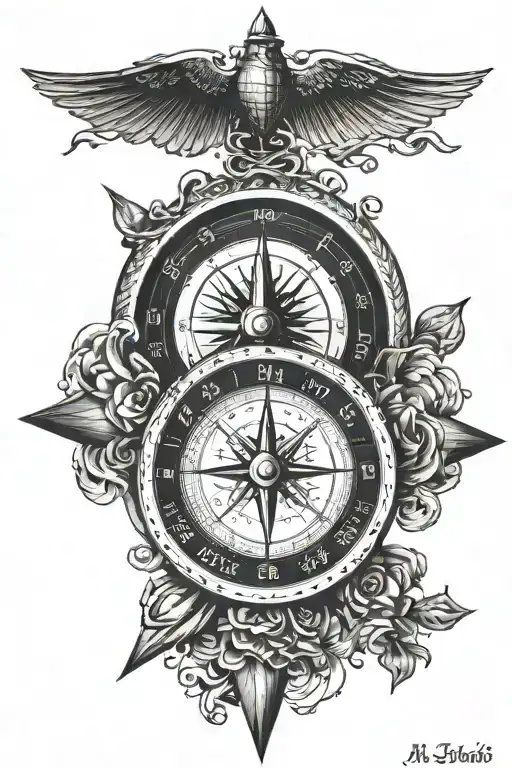 A Compass With Multiple Sets Of Coordinates Set Underneath It