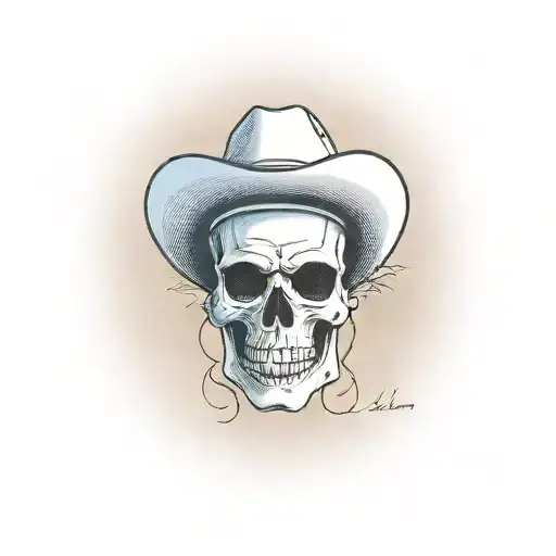Emo Cowboy Head Or Emo Skull With Cowboy Hat Neotraditional