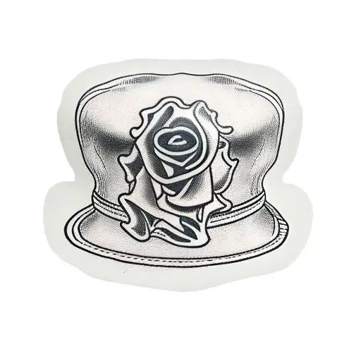 Skull Wear Newsboy Hat With Rose And Knife