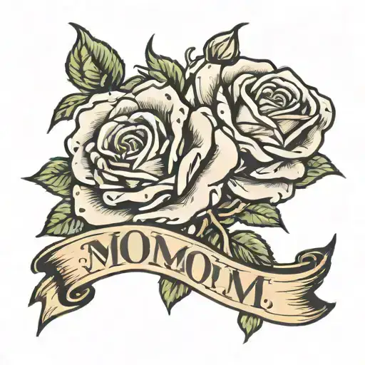 Mom Word Roses Intertwined