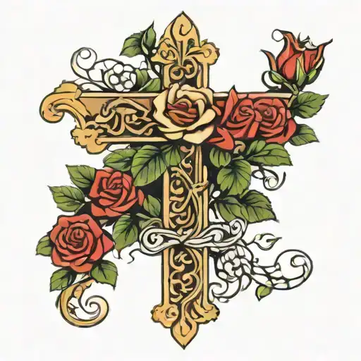 Cross With Rose Vines Wrapping Around