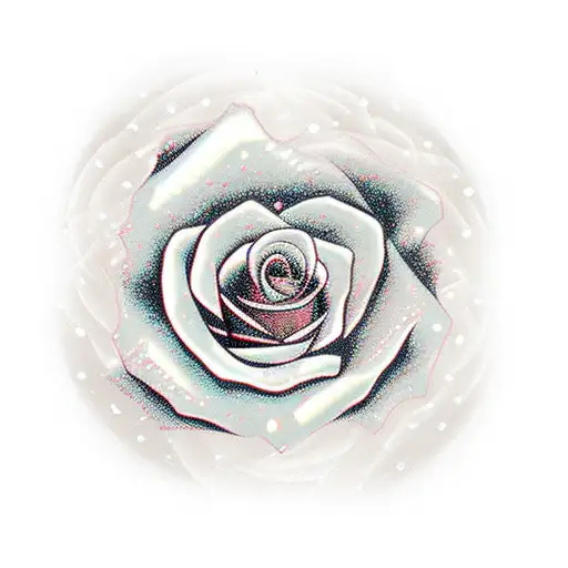 Long Stem Red Rose Growing From Snow Flakes