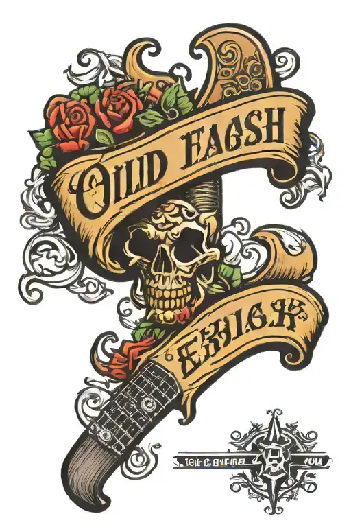 Guitar Headstock And Neck With Old English Lettering Logo