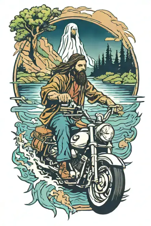 Lake Stream Waterfall Motorcycle Jesus And Mary