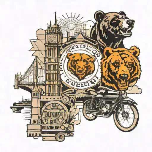 London Landmarks With Chicago Bears C Logo Incorporated