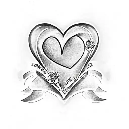 Black Outline Of A Heart With An N Inside