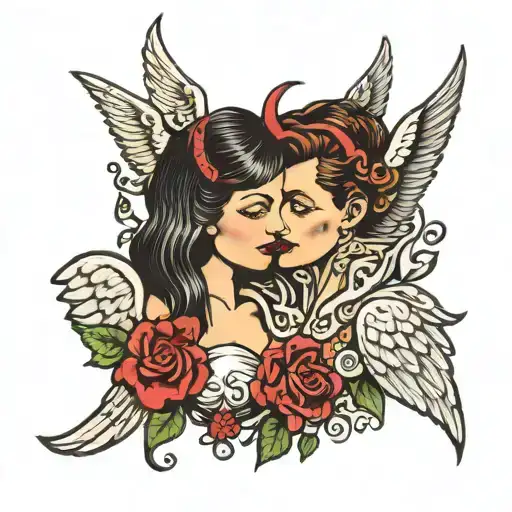 Angel And Devil Whispering Words