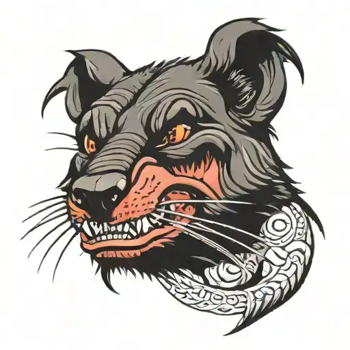 Evil Face Of A Tasmanian Devil With The Inscription Tasman