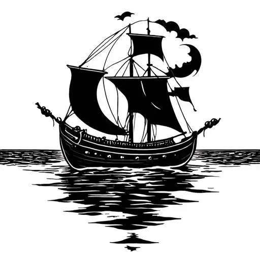 Black Pearl Boat With Moon In The Fourth Fourth