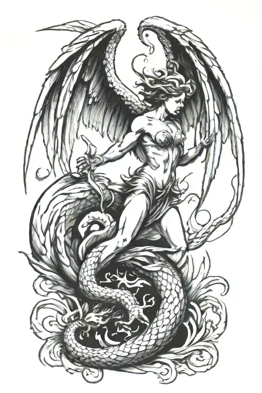 Angel Fighting Dragon