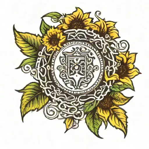 Portugal Logo With A Sunflower In The Middle Of The Chain