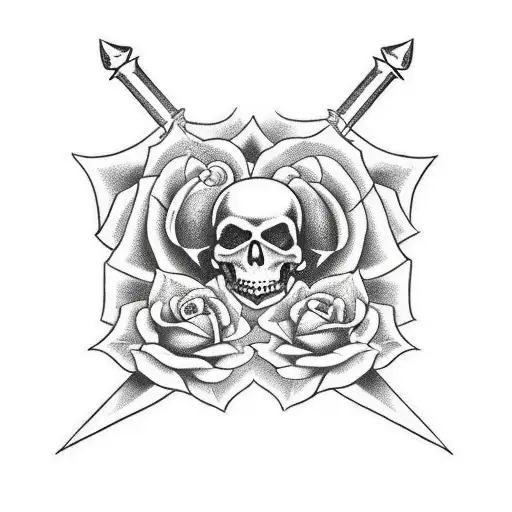 Medieval Sword With Memento Mori Written On The Blade Black And White Roses Growing Up The Sword