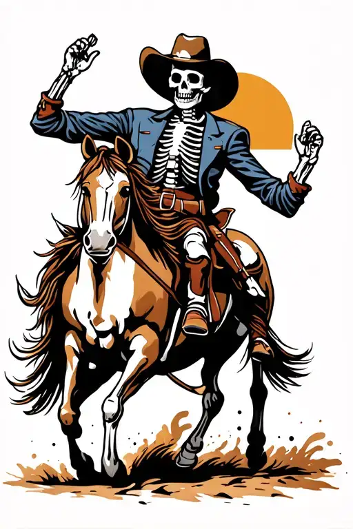 Skeleton Cowboy Riding A Bronco