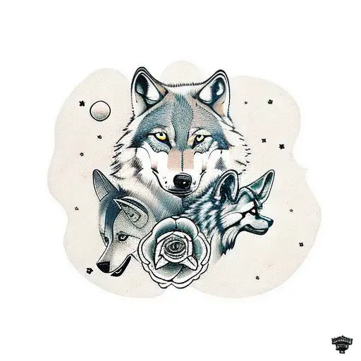 A Wolf And A Dog Playing Together