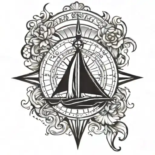 Sea Compass Rose Surrounded