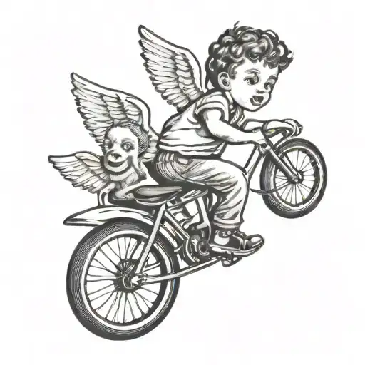 Cherub Riding A Bmx Bike