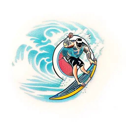 A Surfer Riding A Wave Made Of Clock Hands
