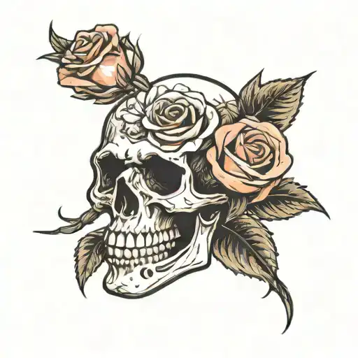 Skull With Rose In Mouth