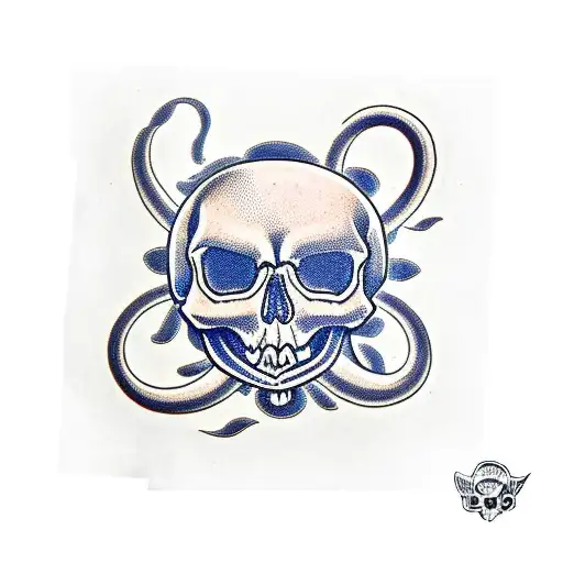 Skull With Blue Snakes