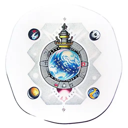 Space Planets With Chess Pieces Galaxy And Poker Cards On The Sleeve