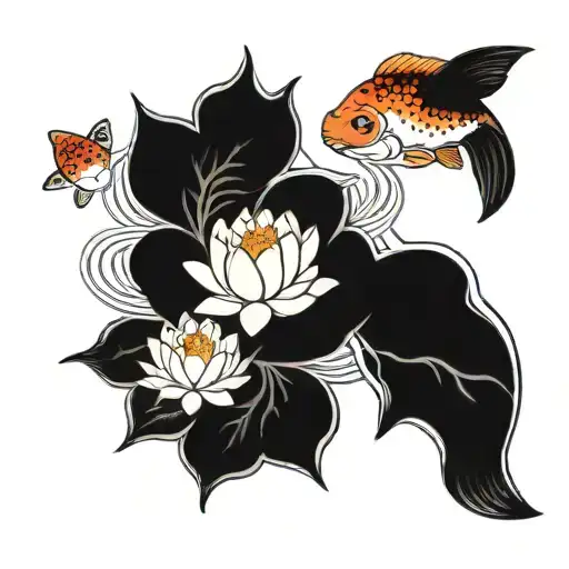 Water Lily And Goldfish Wearing