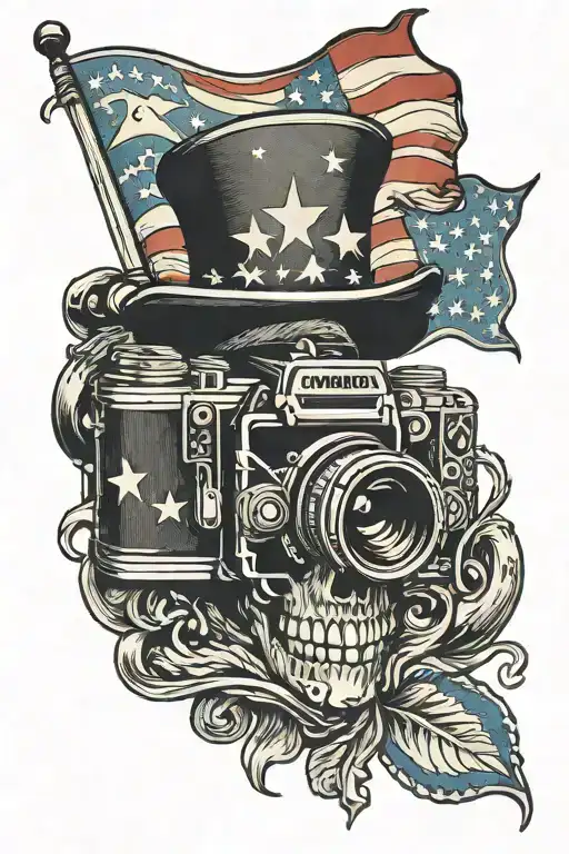 Camera Skull American Flag