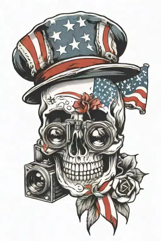 American Flag Camera Skull