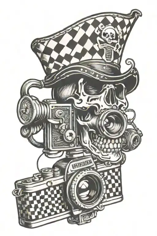 Skull Camera Checkered Flag