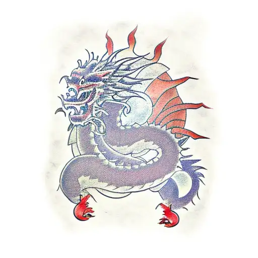 Japanese Dragon Protecting Sun