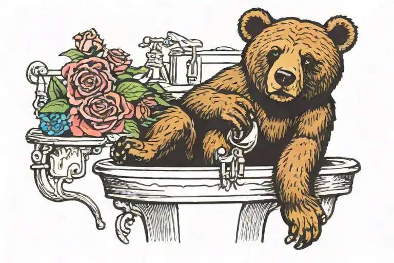 Greatful Dead Bear Sitting On A Toilet