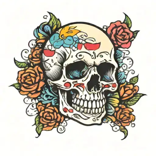 Skull Overflowing With Colorful Thoughts