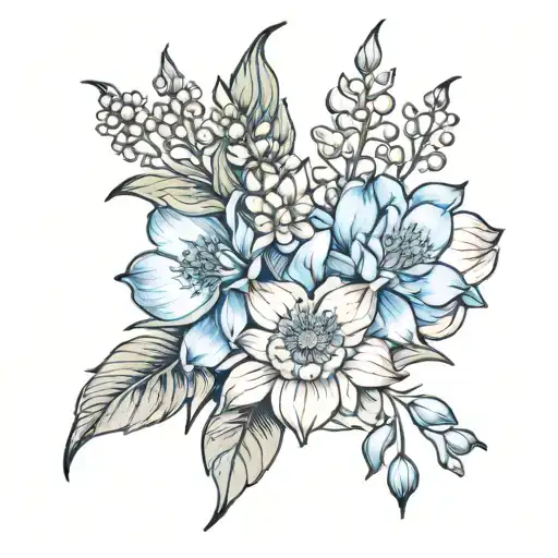 Delphiniums And Water Lily