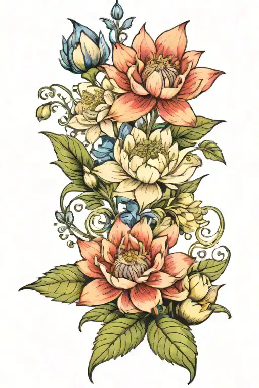 Delphiniums And Water Lily Together