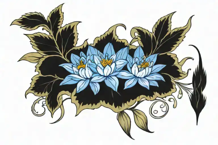 Delphiniums And Water Lily Together