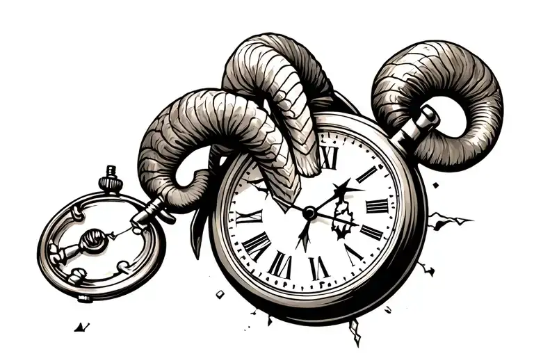 Aries Ram With A Broken Pocket Watch