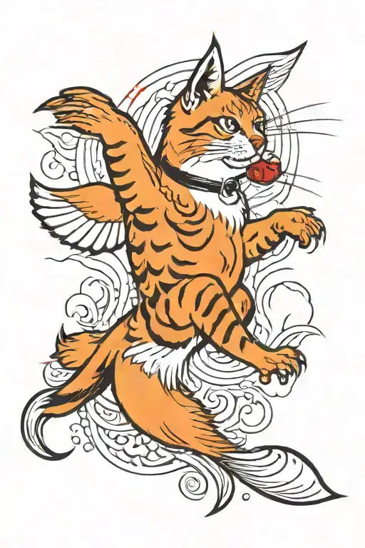 Cat Chasing A Swallow Bird